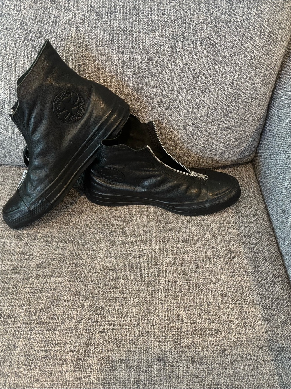 Converse Women’s Black Leather Zip High-Top Sneakers